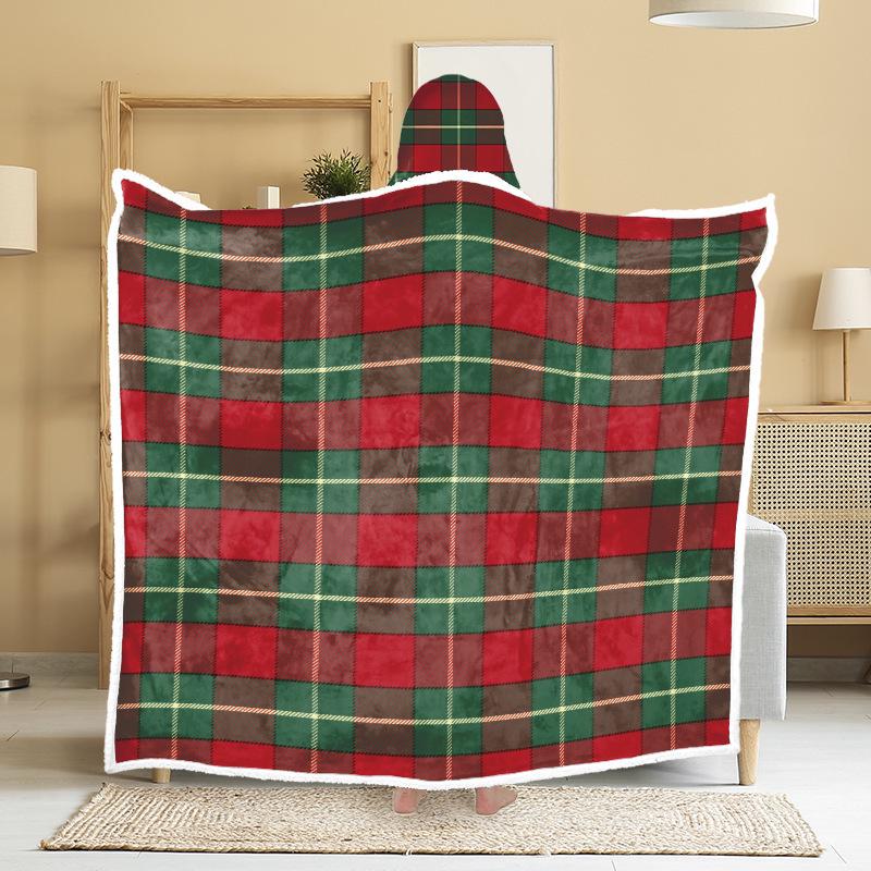 Christmas Festival Wearable Hooded Flannel Blanket Shawl