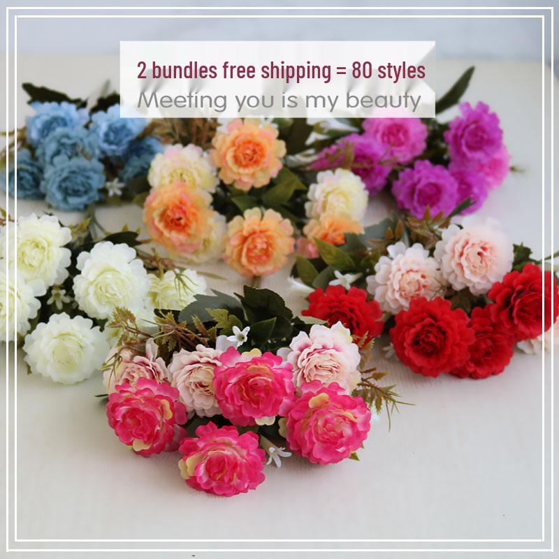 Silk Fake Flower Bouquet for Living Room or Dining Table Decor - Plastic Dried Flower Bonsai Ornaments