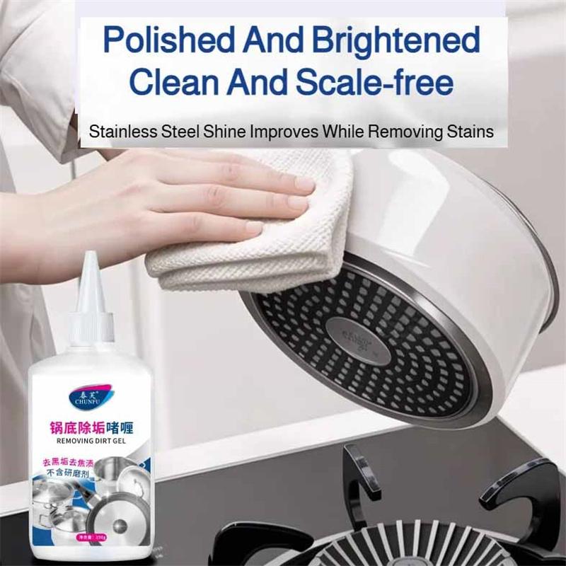 Мощное средство для чистки кастрюль и сковородок из нержавеющей стали Сильный обезжириватель и гель для удаления черного нагара Средство для очистки пригоревшего дна посуды