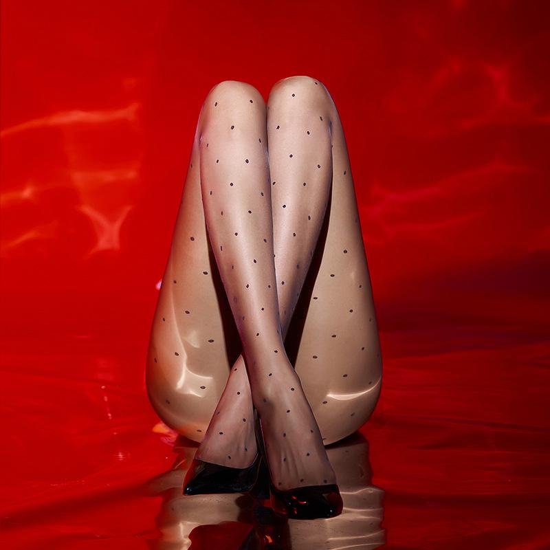 Ультратонкие чулки в горошек 512 иглы большого размера с формой стопы - Бесшовные, шелковистые, высокопрозрачные ластовица 360.