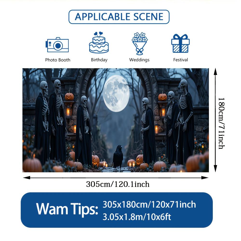 1pc Large Halloween Garage Door Banner - Ghost Skull, Pumpkin Lantern, and Full Moon Background Decoration