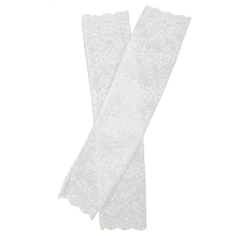 Women Summer Lace Sunscreen Arm Sleeve Breathable Mesh Lace Sleeves Cover Long Fingerless Driving Gloves