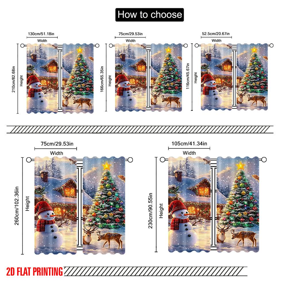 2 шт. 2D плоская печать С Рождеством Христовым Оконные шторы Christmas_ Ткань Без электричества Универсальные Идеально подходят для помещений