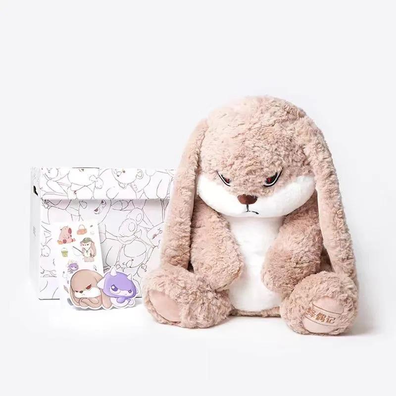 42CM Angry Rabbit Large Size Long Ear Plush Toy Cute Animal Plushie Doll Kawaii Soft Stuffed Model Room Decor Birthday Gifts