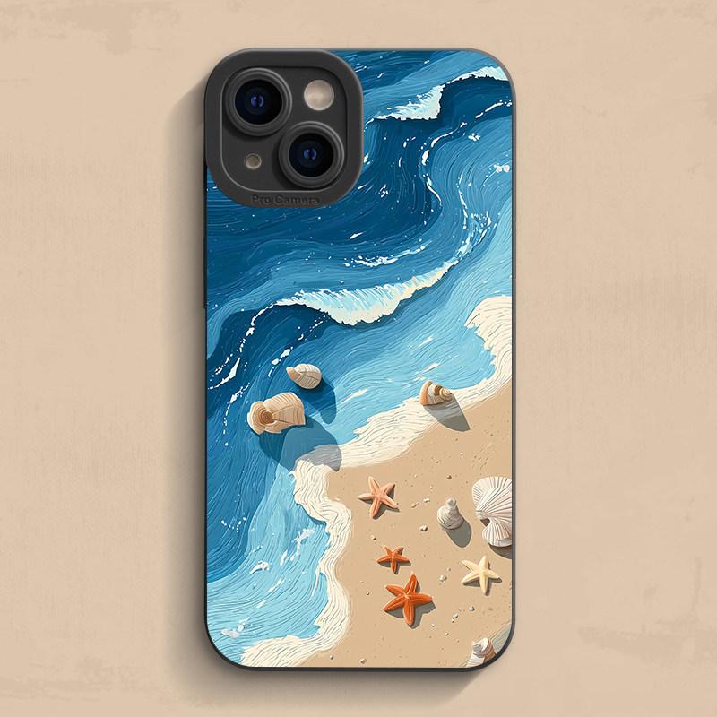 Oil Painting Seaside Shells Phone Case For Samsung Galaxy S25 S24 S23 UItra S22 Plus S21FE A56 A55 A54 A53 A33 A34 A35 A15 Cover