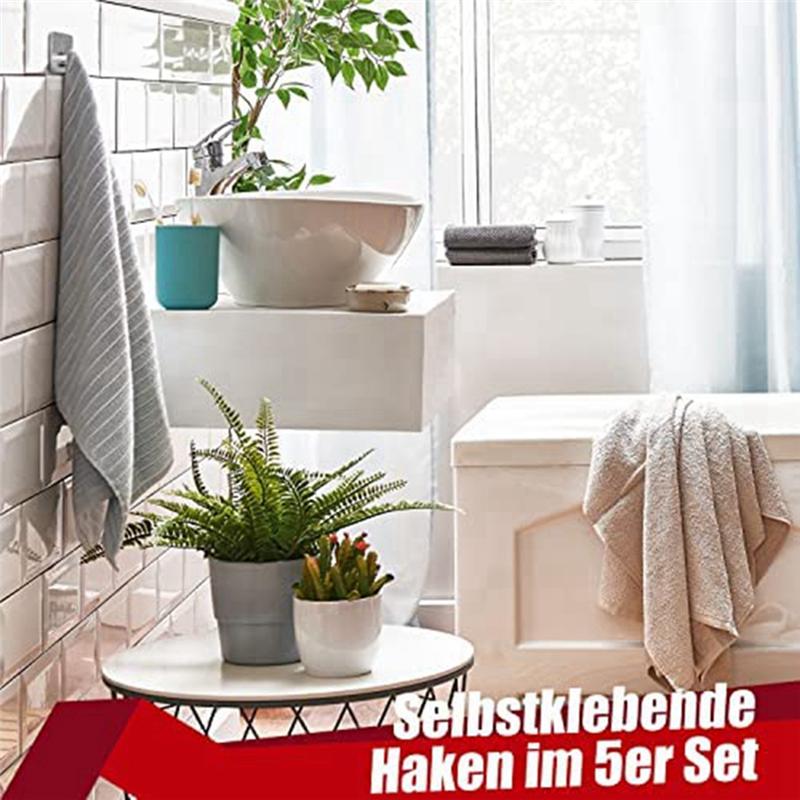 Хороший держатель для полотенец Без сверления Подходит для влажных помещений Самоклеящиеся крючки Набор из 5 крючков из нержавеющей стали