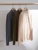 2025 A/W Women's Cashmere Turtleneck Sweater - Buttoned Striped Knit Outerwear
