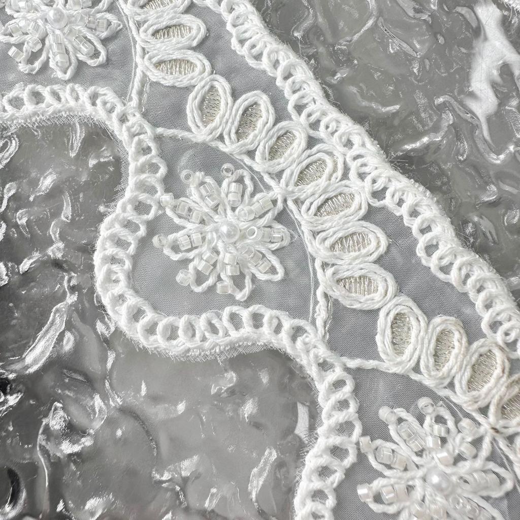 White Handmade Beads Wavy Barcode Clothing Home Window Decoration Accessories Lace Accessories