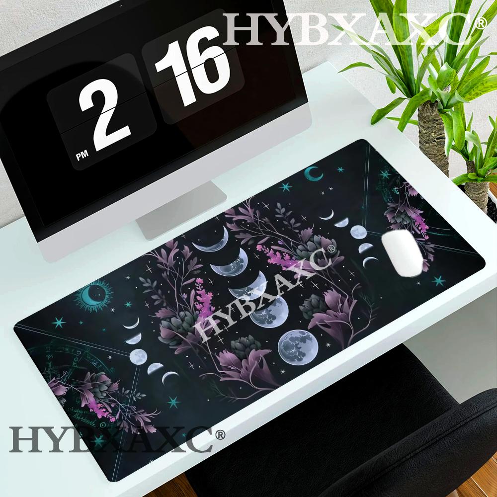 HYBXAXC Moon Flowers Mouse Pad Large Desk Accessories Desk Pad Rubber Base with Stitched Edge NonSlip Mousepad for Office
