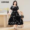 Plus Size Women's Summer Short Sleeve Dress Temperament  Square Neck Dresses