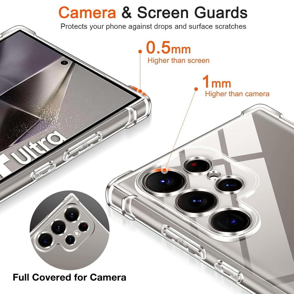 Прозрачный чехол для Samsung Galaxy S24 Ultra S23 FE S22 Plus + 5G S21 Мягкий бампер из ТПУ с защитой от пожелтения Slim Fit Полный защитный противоударный прозрачный чехол