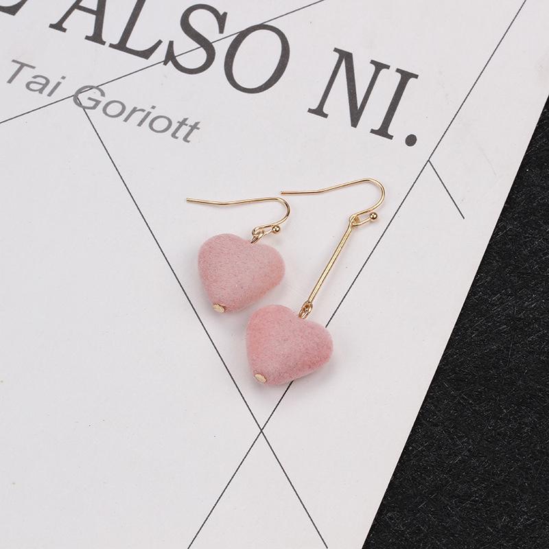 Осень и Зима, Фланелевые Асимметричные Серьги с Персиковым Сердцем Любви, Серьги с Жемчугом и Сладким Темпераментом