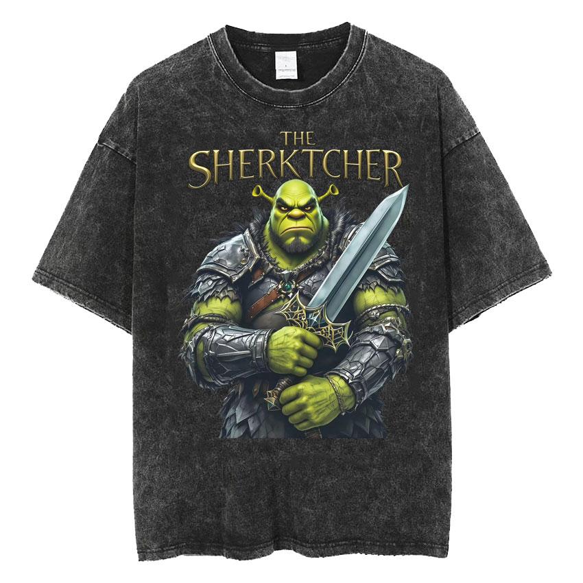 Смешная футболка с графическим мемом Shrek 'Давайте устроим Шрекса' для мужчин и женщин, модная футболка Harajuku с коротким рукавом, хлопковая, винтажная, стираная футболка