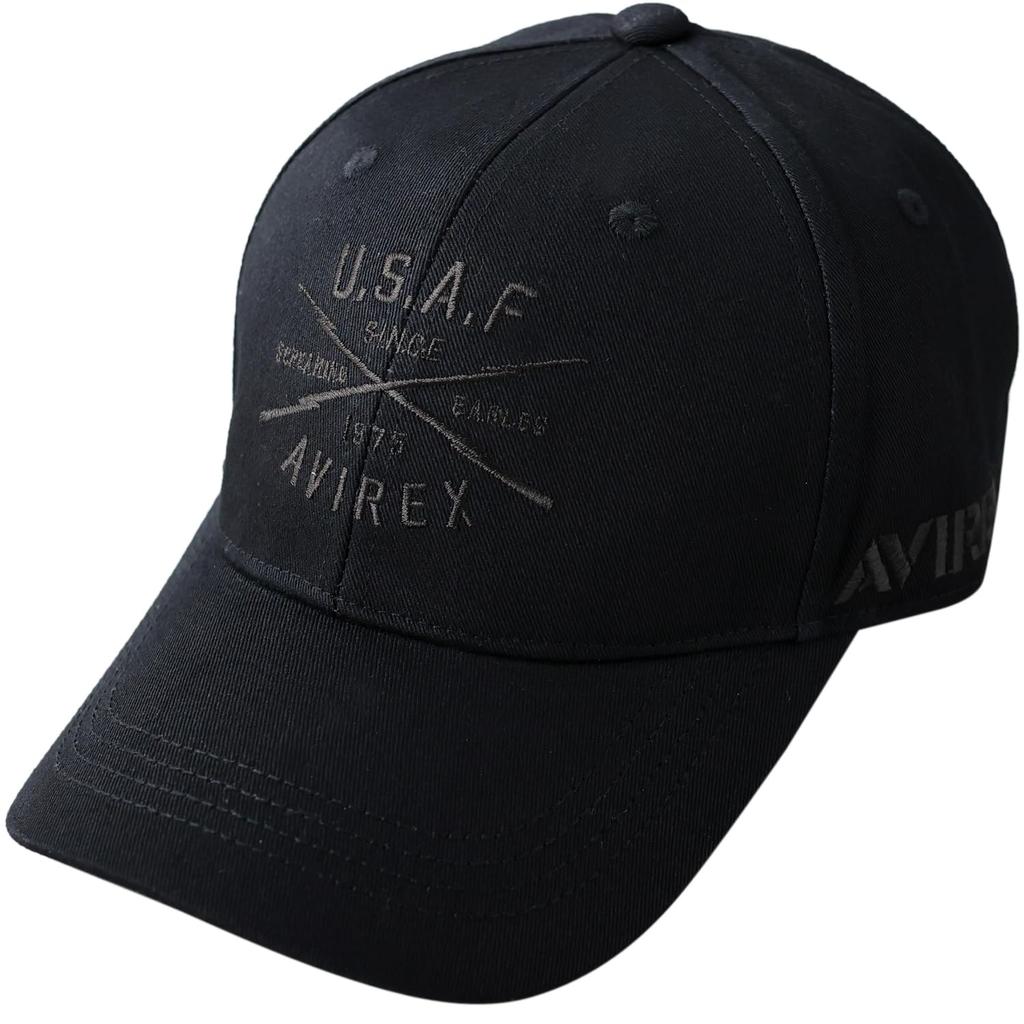 AVIREX ARMY Military Embroidered 6-Panel Low Cap Baseball Cap Hat Men's Full Cap (JP, Alphabet, Free Size, US BASE black)