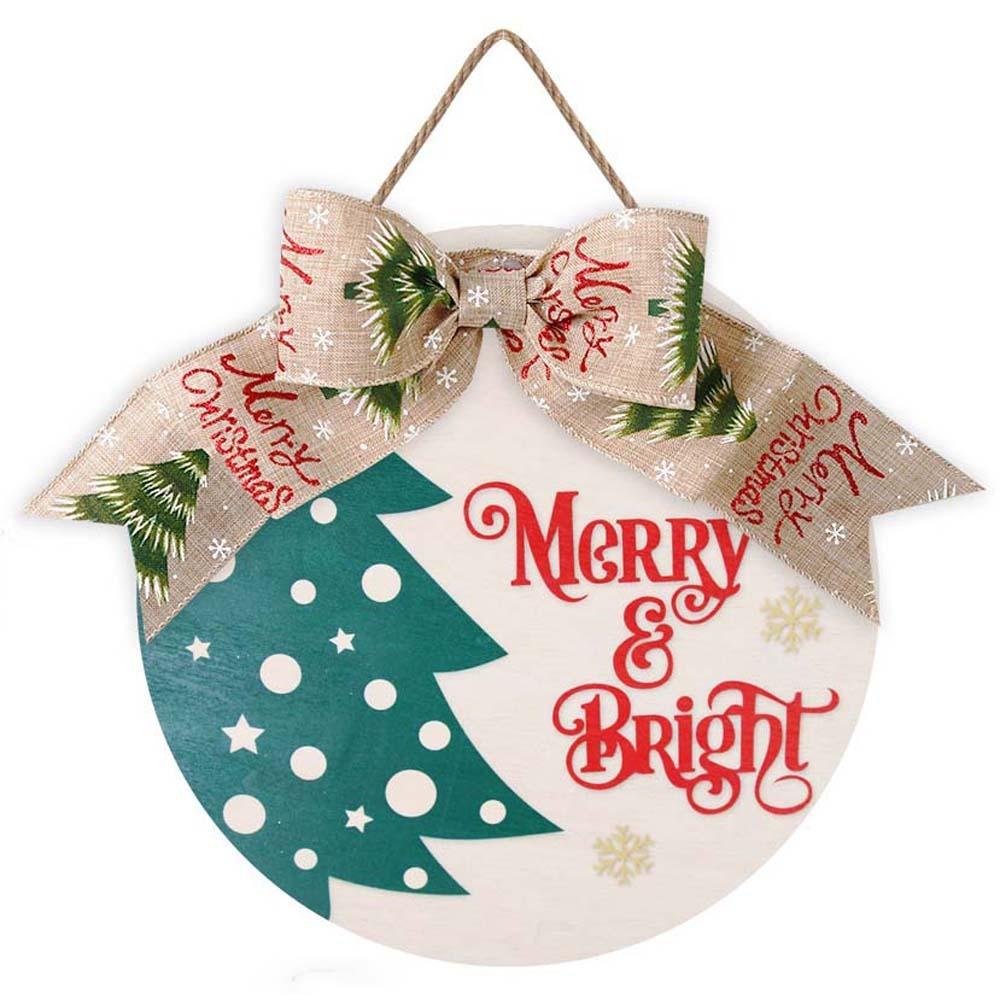 Shop Elk Wooden Christmas Pendant Bow Santa Claus Door Hanging Ornaments Handmade Tree Christmas Door Decoration Porch