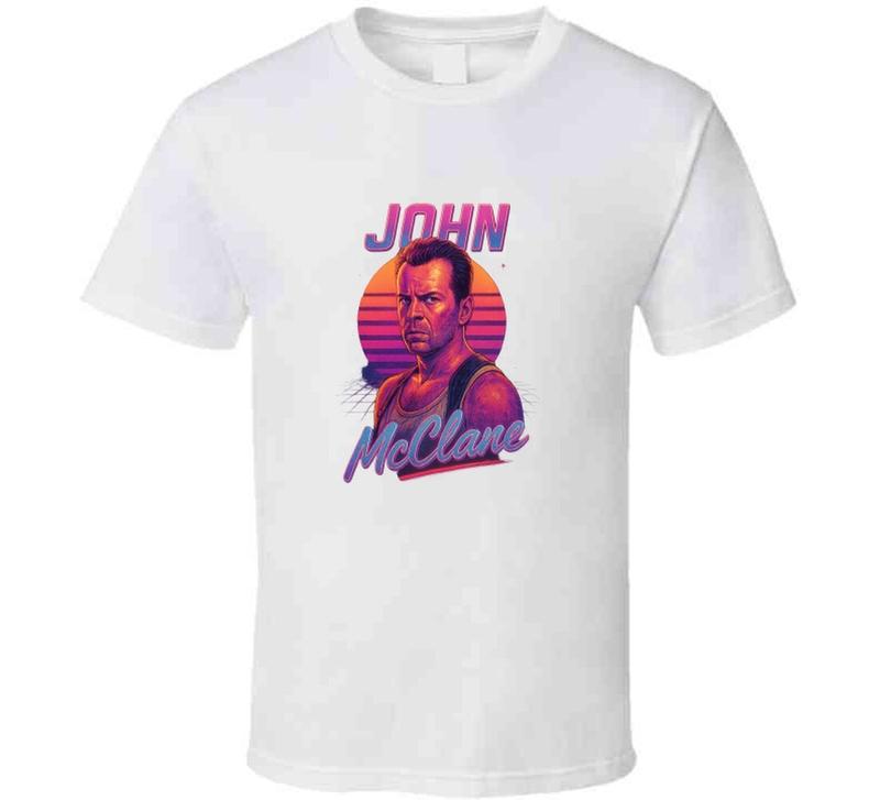 John Mcclane Die Hard Retro 80's Neon Portrait Movie Unisex T-shirt
