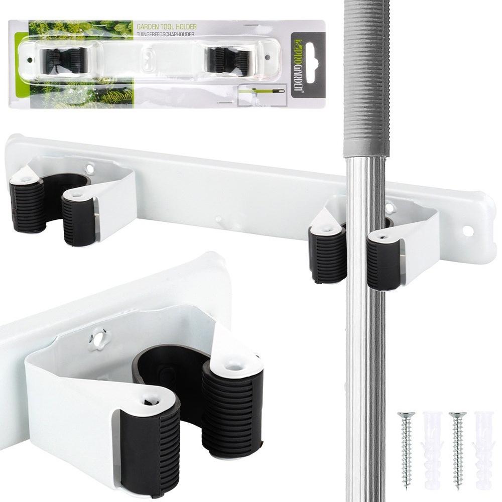 ProGarden Wall-Mounted Mop and Broom Holder with 2 Grips and Hook, 22 cm