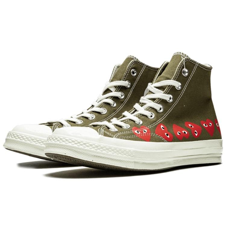 Converse X COMME des GARCONS PLAY Chuck 70 Hi Мульти Сердце 'Хаки' Мужские 162973C