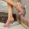 Fashion Summer Clear PVC 14cm Thick High Heel Platform Slippers - Women's Fashion Sexy Party Dress Sandals with Waterproof Base