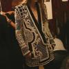 2025 French-Style V-Neck Beaded Print Women's High-End Long Sleeve Suit Jacket