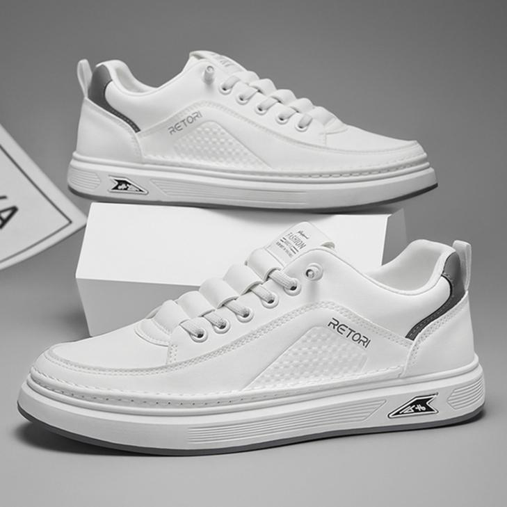 Кожаные повседневные туфли для мужчин, дышащие белые кроссовки, модные туфли для вождения, ходьбы, тенниса для мужчин, офисные туфли на плоской подошве