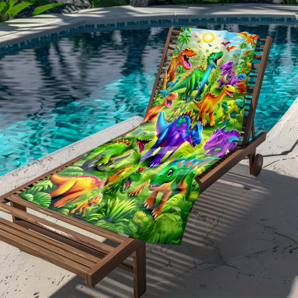 Colorful Dinosaur Paradise Beach Towel Soft Absorbent Lightweight Quick-Dry Polyester Beach Towel Perfect for Beach Pool Travel