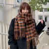 New Scarf for Women In Autumn and Winter Korean Version Versatile Colorful Geometric Plaid Thickened Student Couple Neck Scarf To Keep Warm