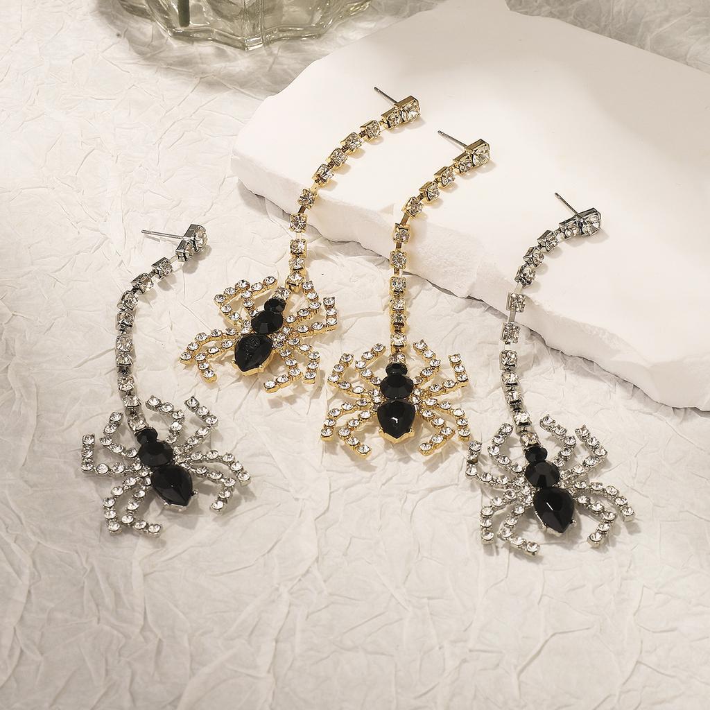 Сверкающие серьги-пауки для вечеринки, женские украшения с насекомыми, уникальные и крутые