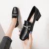 Маленькие кожаные туфли женские на толстом каблуке черные на среднем каблуке лоферы большого размера женские туфли лодочки женские туфли
