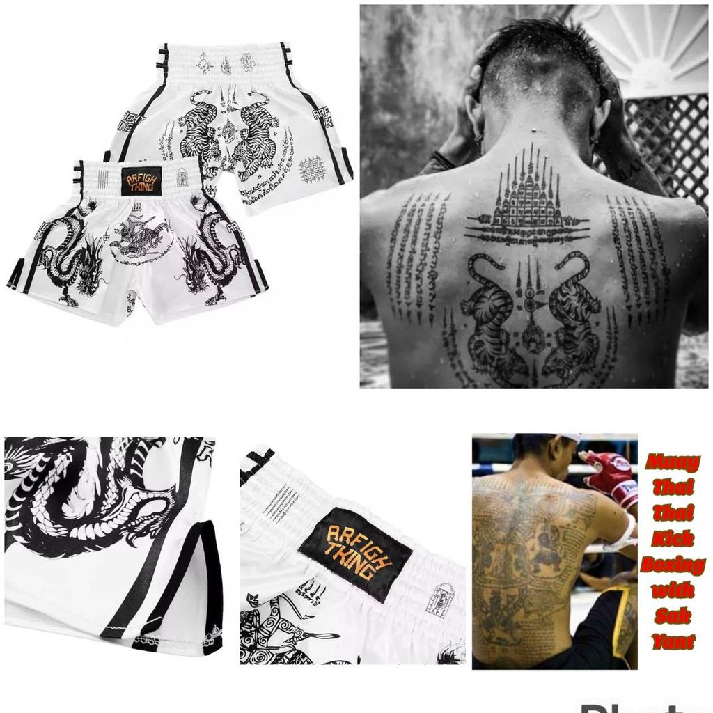 Tiger Muay Thai Dragon Shorts Pants Kickboxing Boxing MMA UFC Tattoo Protection Unisex Men Women Kid Quick Dry Print Elastic High Waist Training