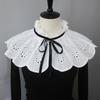 Elegant Embroidered Hollow Out Fake Collar Sweet Standing Decorative Collar Ruffle Shawl Wrap Blouse Top Scarf