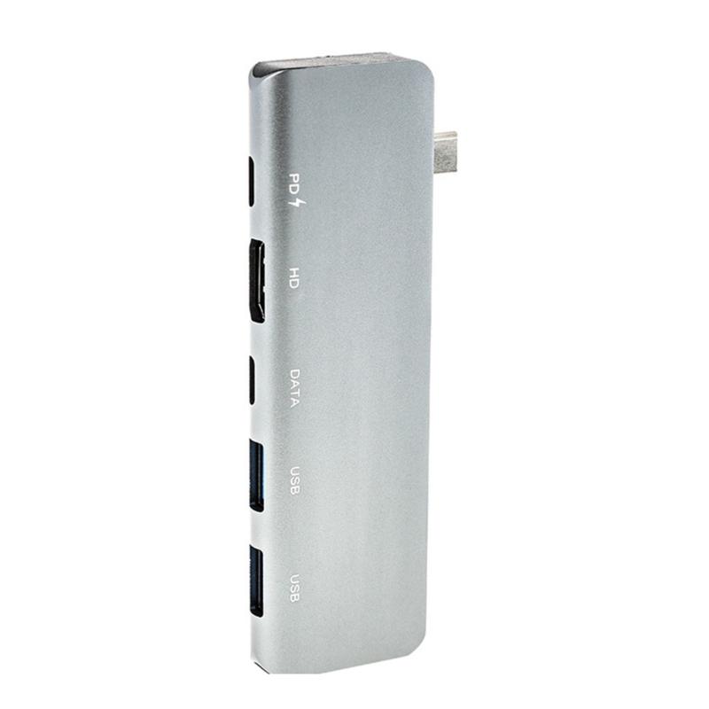 Многопортовые USB-C адаптеры 100 Вт Быстрая зарядка Выход HDTV Металлический корпус Для компьютерных аксессуаров
