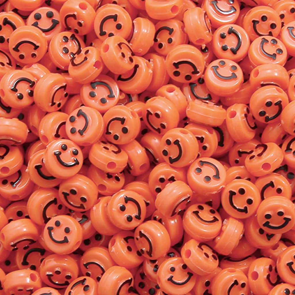 500Pcs Round Shape Acrylic Beads Spaced Smile Beads For Jewelry Making Craft Accessories