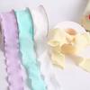 1 Roll 900x4CM Pleated Ribbon Trim DIY Sewing Flower Bridal Bouquets Gift Box Wrapping Ruffle Edge Ribbon Solid Polyester Decorative Ribbon
