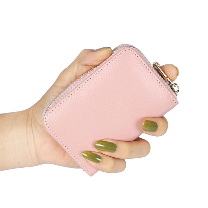 Держатель карт-гармошки из натуральной кожи с защитой от кражи RFID и застежкой-молнией для мужчин и женщин