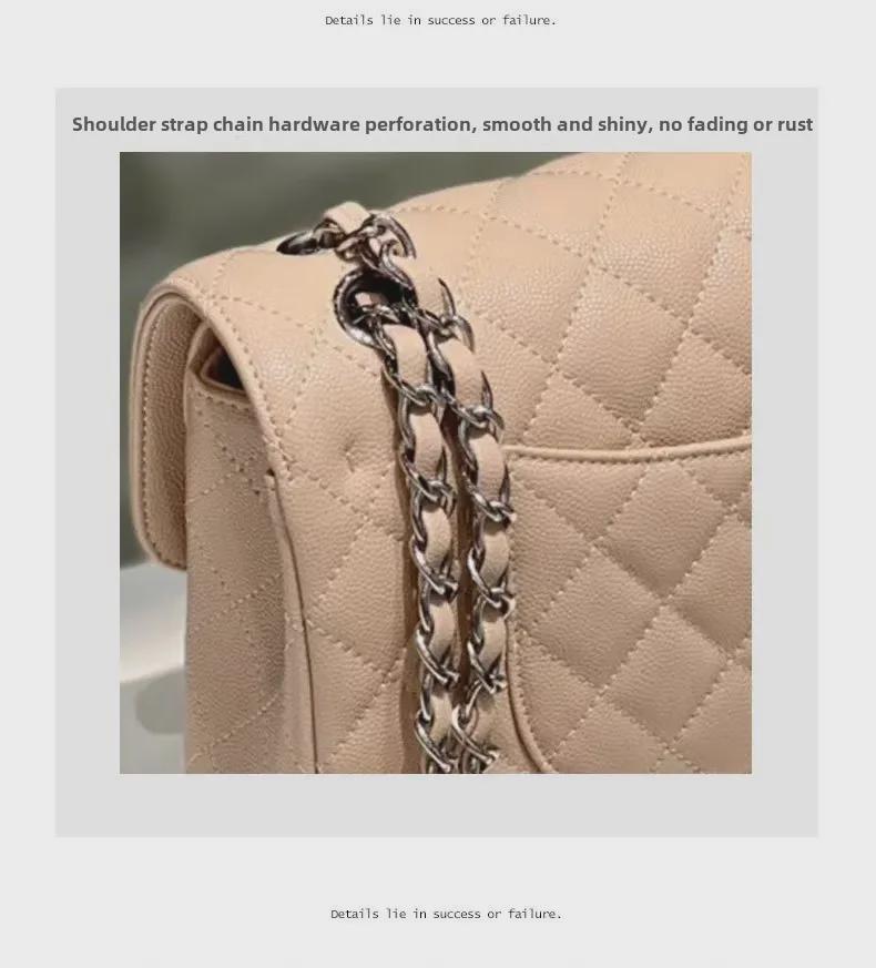Diamond Flap Genuine Leather Women's Chain Shoulder Bag - Trendy High-Grade Small Square Crossbody for Autumn/Winter