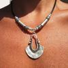 Bohemian Creative Geometric Shape Pendant Leather Rope Necklace Vintage Jewelry Party Gift