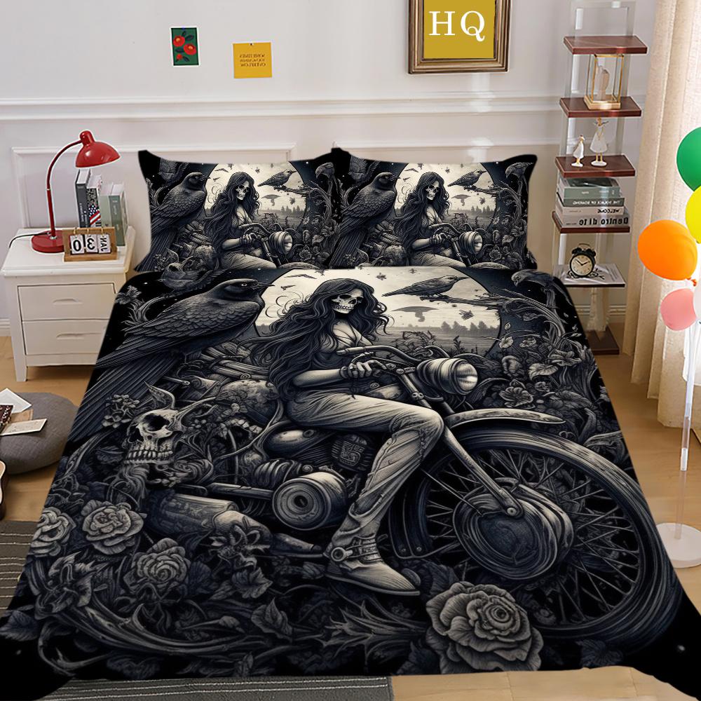 Комплект постельного белья с принтом черепа красоты 3D King Size, постельное белье из полиэстера, модное покрывало для подростков, высококачественный домашний текстиль