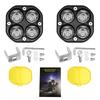 2 Pack Motorcycle Offroad Fog Lights, 3 Inch LED Pods with Yellow Covers and Brackets, Spotlights