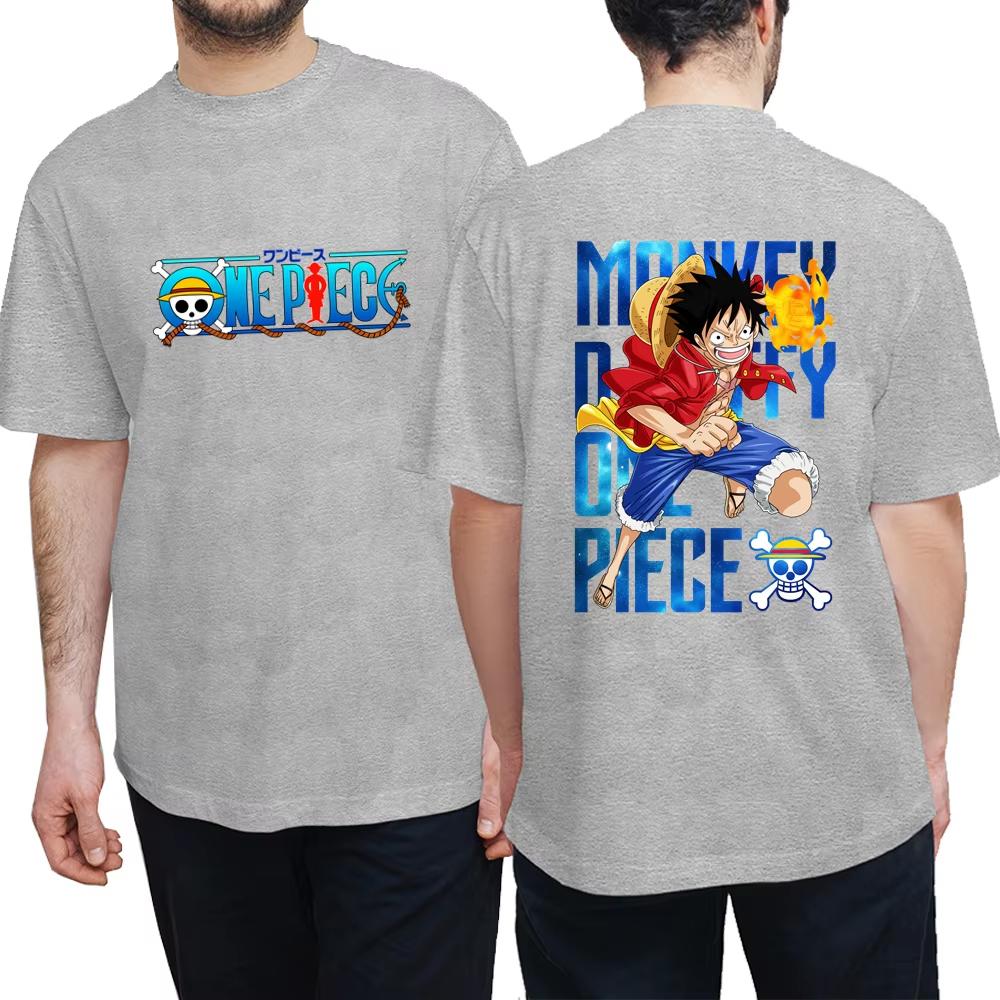 2025 ONE PIECE Анимационный крой Забавная печать Летняя мужская и женская футболка из чистого хлопка Уличная повседневная Удобная трендовая футболка