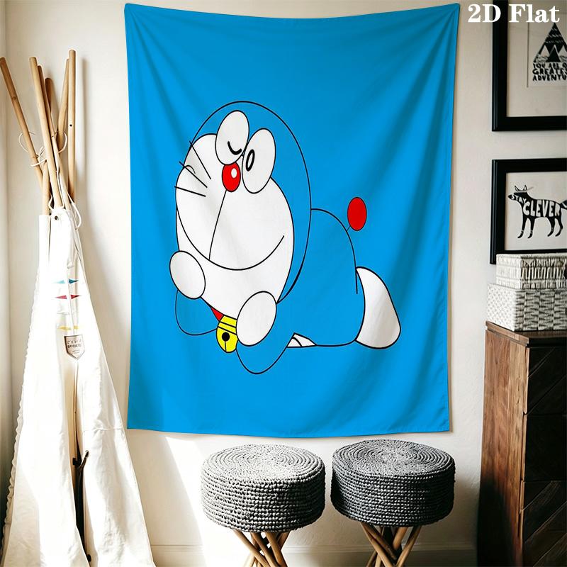Doraemon'S Blue Adventure Tapestry Fashion Print Background Cloth Atmospheric Background Cloth Christmas Gift Homestay Soft Decoration Tapestry