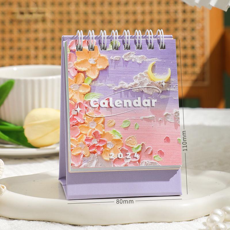 Мини-Настольный Календарь Маленький Ретро Европейский Стиль Цветочный Календарь 2024 Прекрасный Портативный Календарь Студенческий/Офисный Настольные Аксессуары