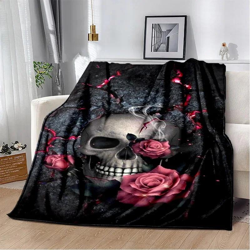 D Printed Skull Series Throw Blanket Perfect for Sofa Bed Travel or as a Birthday Gift for Kids