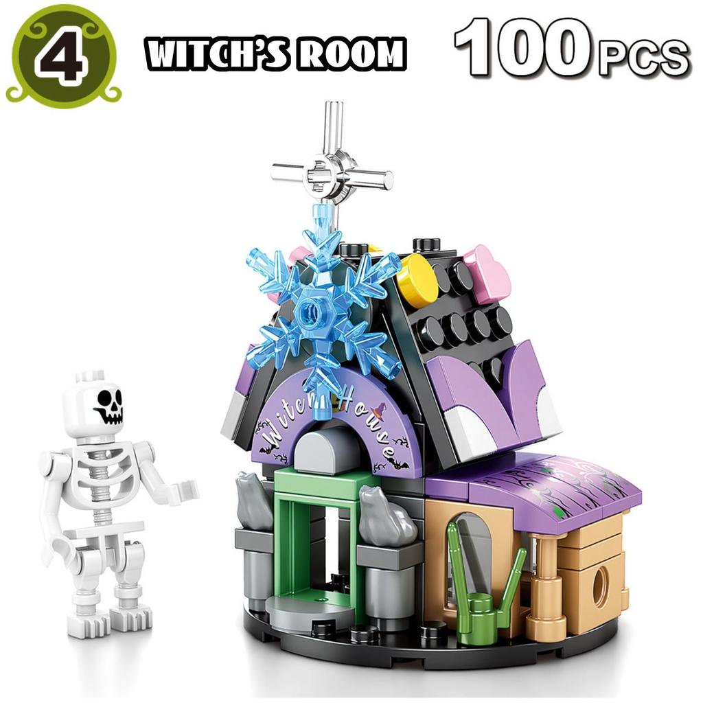 Halloween HallowmasPumpkin House WitchGhostSkull Boy Building Block Toy
