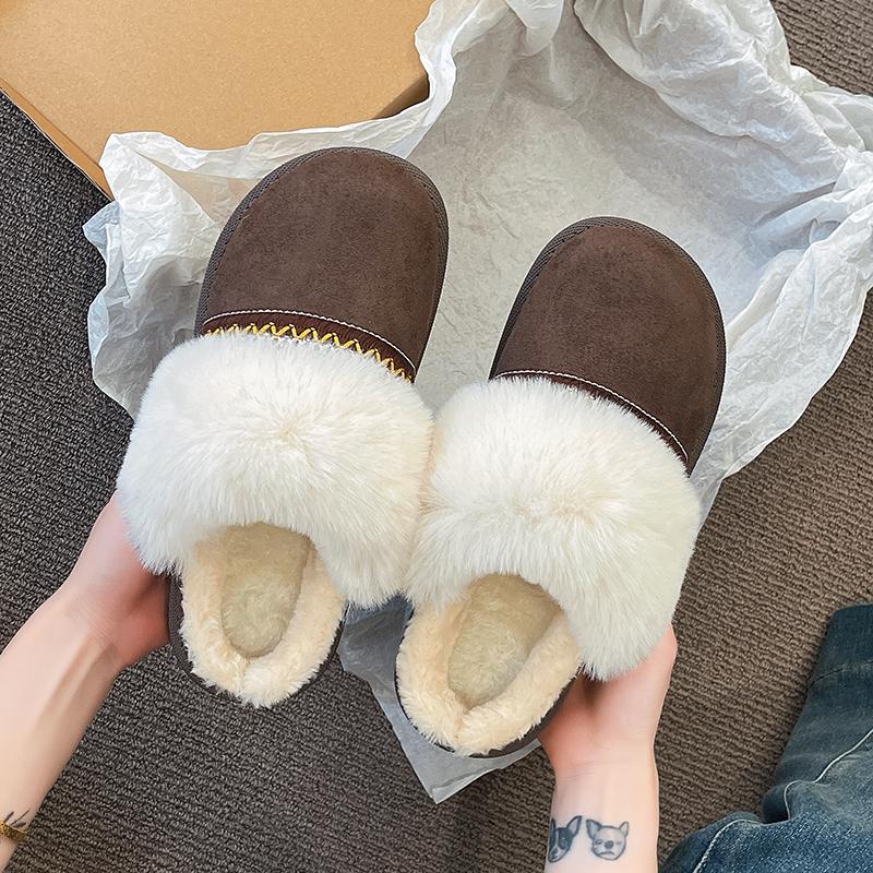 Fashion 2025 Winter Warm Fluffy Platform Slippers for Women Fashion Striped Faux Fur Home Shoes Woman Thick Sole Non Slip Plush Slippers