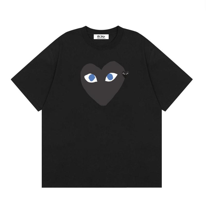 Cotton Short Sleeve T-Shirt With Heart Embroidery Couples Loose Fit Unisex Streetwear Tee