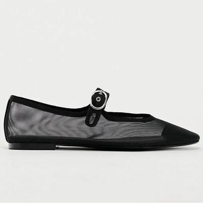 Модные туфли Мэри Джейн из сетки для женщин, с ремешком на пряжке, дышащие, однотонные, с квадратным носком, женские балетки, лаконичные туфли на плоской подошве