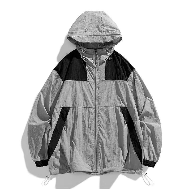 UPF50 Lightweight Colorblock Windbreaker Jacket Men Women Outdoor Hiking Camping Driving