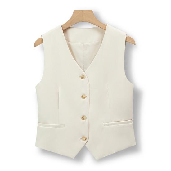 Женский деловой жилет с V-образным вырезом, однобортный, без рукавов, облегающий кардиган, короткий однотонный жилет для деловых поездок на работу и встреч