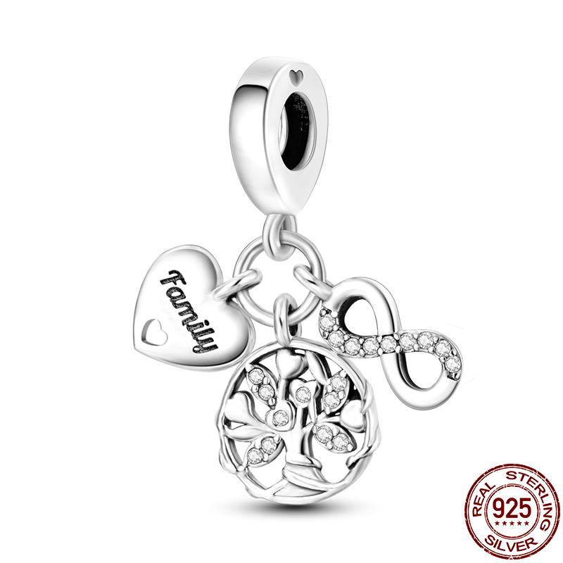 Медные бусины для DIY, шарм в виде сердца из серии «Древо жизни», подходит для оригинального браслета Pan для женщин, ювелирное изделие, подарок на день рождения